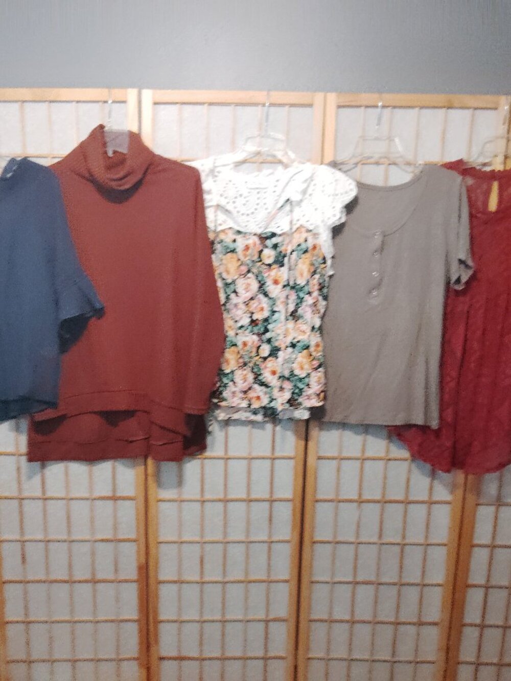 LOT OF 5/$20 WOMENS TOPS SHIRTS FLORAL BOHO PARALLEL SKIES EMILY WONDER~SIZE L
